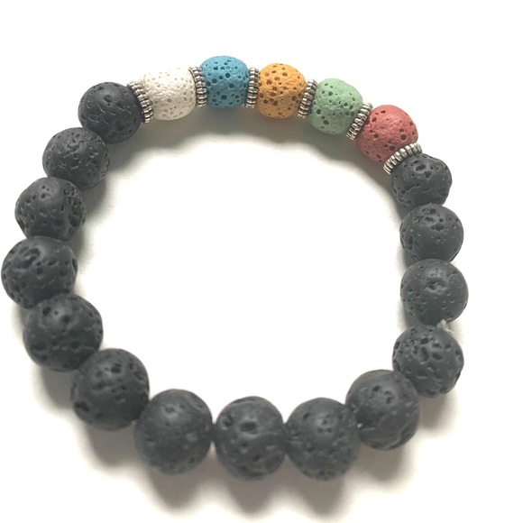 rainbow lava bead bracelet - Picture 2 of 2